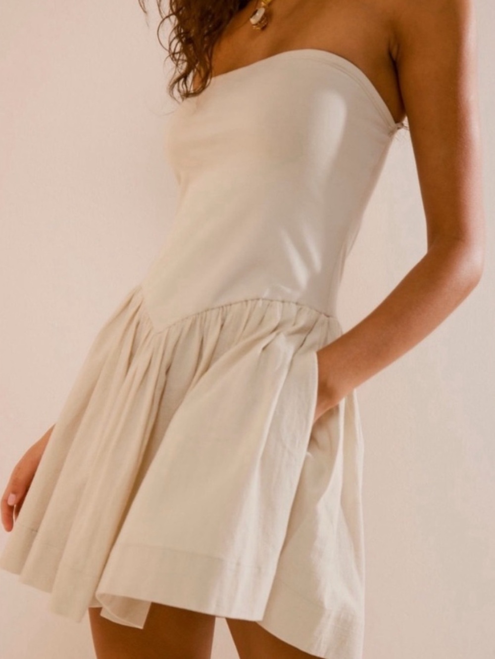 Free People Onda Strapless Tube Mini Dress Drop-Waist Size M - Picture 2 of 9